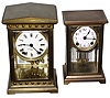 Clocks- 2 (Two) Ansonia Clock Co., New York, brass and glass 8 day time and strike crystal regulators: "Dorval" and "Colby"'; c1914