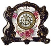 Ansonia Clock Co., New York, NY, "La Corsica" Royal Bonn, 8 day, time and strike, porcelain mantel clock with visible escapement, c1901