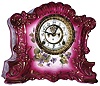 Ansonia Clock Co., New York, NY, "Romance", 8 day, time and strike, porcelain mantel clock with visible escapement, c1901