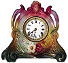 Ansonia Clock Co., New York, NY, "La Chapelle" Royal Bonn, 8 day, time and strike, porcelain mantel clock, c1904