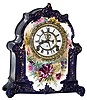 Ansonia Clock Co., New York, NY, "La Moselle" Royal Bonn, 8 day, time and strike, porcelain mantel clock with visible escapement, c1901