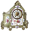 Gilbert Clock Co., Winsted, Conn., "No. 1361-2" Royal Bonn, 8 day, time and strike, porcelain mantel clock, c1898