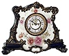 Ansonia Clock Co., New York, NY, "La Drome" Royal Bonn, 8 day, time and strike, porcelain mantel clock with visible escapement, c1901