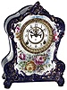 Ansonia Clock Co., New York, NY, "La Claire" Royal Bonn, 8 day, time and strike, porcelain mantel clock with visible escapement, c1904