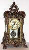 Ansonia Clock Co., New York, NY, "APEX" crystal regulator, a heavy cast metal case with bronze finish, this model and the Regal at the top of the Ansonia crystal line; c1905