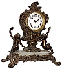 Wm. L. Gilbert Clock Co., Winsted, Conn., "Crown" cast metal and onyx, 8 day, time and strike, figural mantel clock, c1898