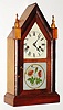 E.N. Welch Mfg. Co., Forestville, Conn., miniature 30 hour time and strike mahogany steeple clock, c1880