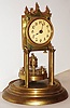German brass 400 day disk pendulum mantel clock with glass dome, c1910