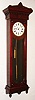 New Haven Clock Co., New Haven, Conn., "Regulator No. 10" wall clock, 8 day, time only, weight driven movement with deadbeat escapement and maintaining power in a mahogany case with white enamel dial, c1900