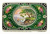 German bird box with engraved sterling silver case, top with engraved border and colorful enamel with floral decoration, the lid with a colorful rural landscape with sailboats on a lake, the bird with multi colored feathers, with original key, late 20th century