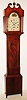 Horace Richmond, Canandaigua NY, tall clock, 8 day, time and bell strike, weight driven movement in a solid cherry and mahogany veneer case with string inlay on trunk and hood on tapered Hepplewhite feet with painted iron dial decorated with conch shell in arch and American shields in spandrels, c1815