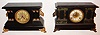 Clocks- 2 (Two) E. Ingraham and Co, black mantel clocks- "Cymbal", 8 day, time and strike black mantel clock c1915 and another similar 8 day, time and strike