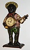 Bradley and Hubbard, Meriden, Conn.,  "Sambo", 30 hour, lever movement painted cast iron novelty timepiece, c1860.