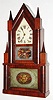 Terry and Andrews, Bristol, Conn., 8 day, time and strike double steeple or steeple on frame shelf clock, c1845