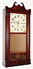 Jeromes and Darrow, Bristol, Conn., 30 hour, time and strike, wood movement reeded pilaster and scroll top shelf clock, c1830