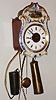 German, miniature Jockele clock, porcelain front, 30 hour time and alarm, c1870