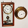 French, Electrique Brillie, battery master timepiece, with center seconds hand, and associated round brass slave clock c1920