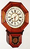 E. Ingraham, Bristol, Conn., "12 Inch Ingot" grained wood 8 day time and calendar wall clock, c1910