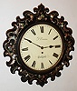 D. Evans, Pontypool, England, paper mache, mother-of-pearl, and wood, 8 day, time only, fusee wall clock, c1860