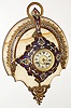 French enameled brass and onyx, 8 day, time and strike, wall clock, c1875