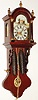 Reproduction small Dutch hood clock, German, 8 day, time and strike, weight driven movement dated 1984