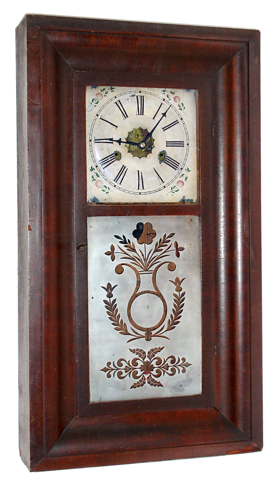 Forestville Manufacturing Co., Bristol, Conn. 8 days, OG time and strike, mahogany weight-driven shelf clock, c1848 — Antique Clocks Price Guide