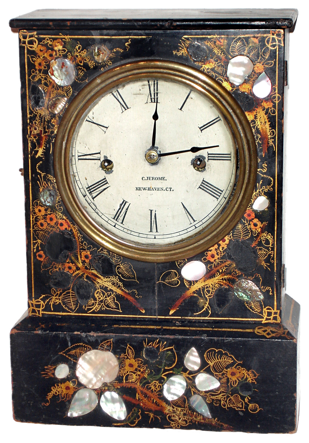 Chauncey Jerome, New Haven, Conn., 30 hours, time and strike, fusee shelf clock, c1848 — Antique Clocks Price Guide