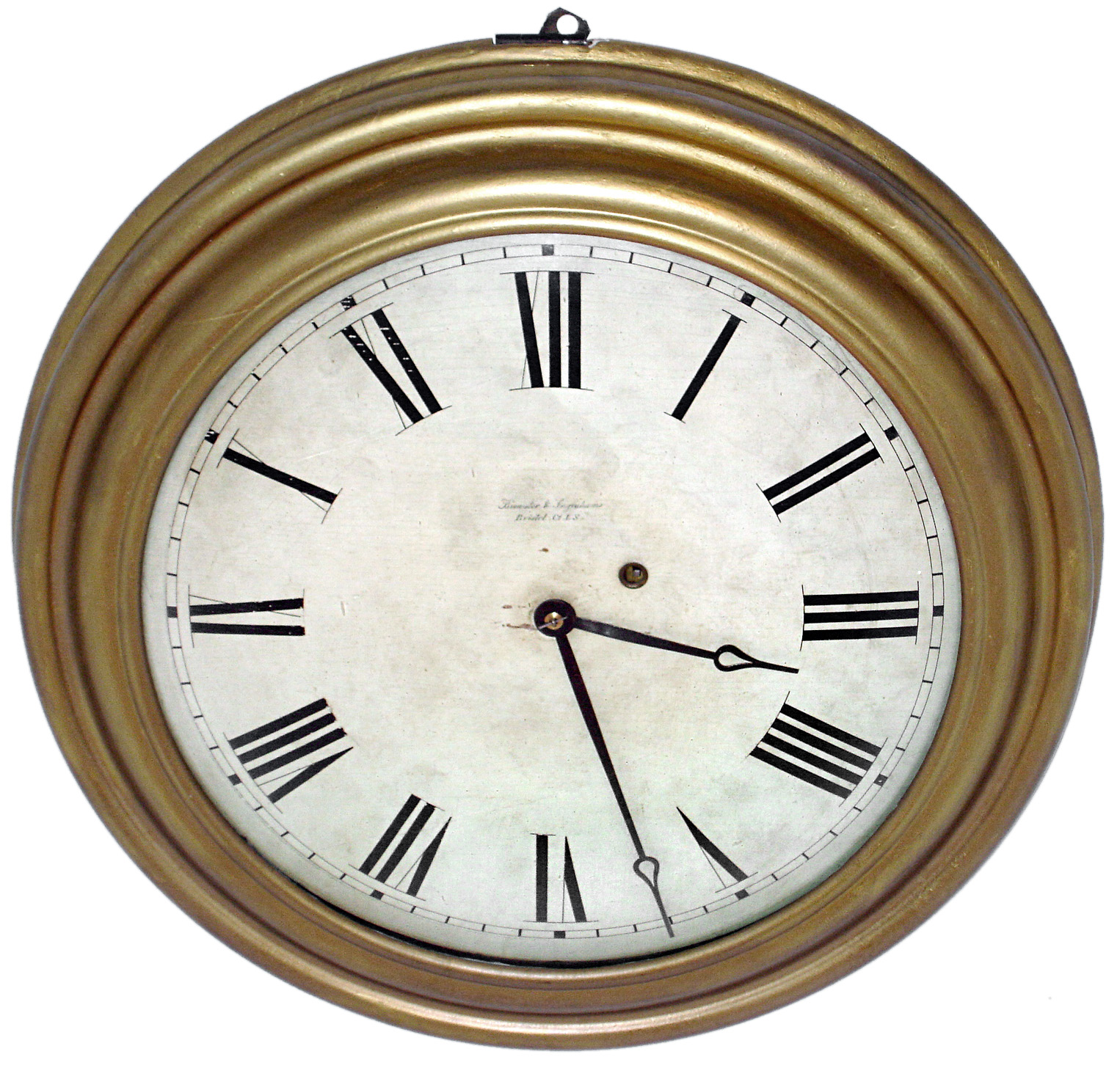 Brewster and Ingrahams, Bristol, Conn., 8 days, time only, spring driven 22" gilt gallery clock, c1850 — Antique Clocks Price Guide