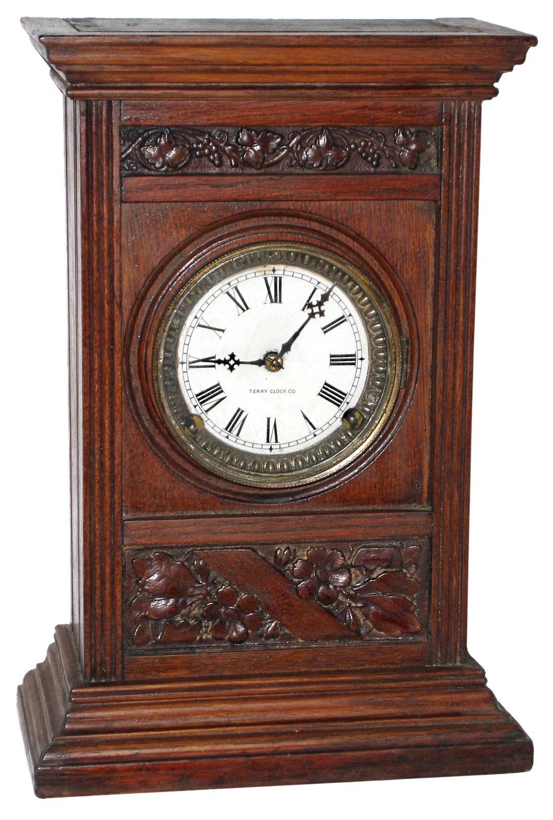 Terry Clock Co., Pittsfield, Mass., mahogany 8 days, time and strike, cabinet clock, c1885 — Antique Clocks Price Guide