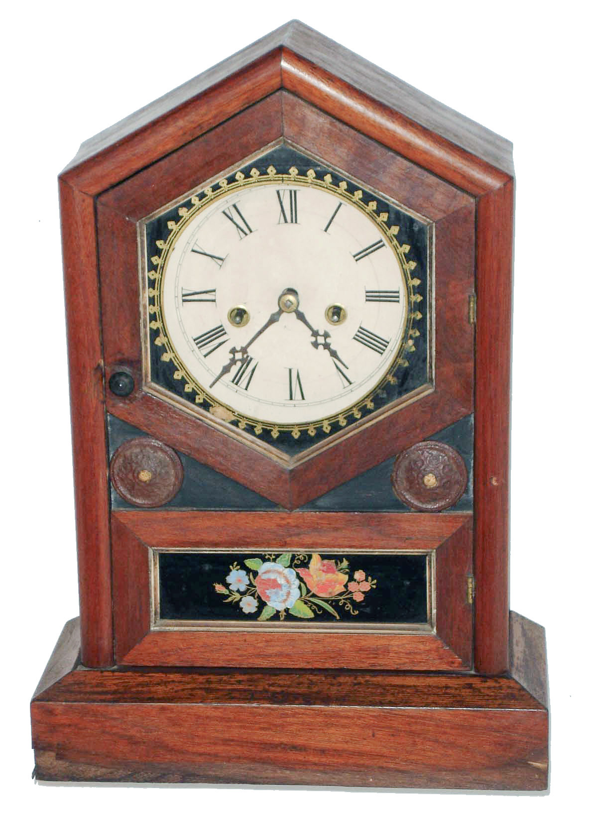 S. Peck &amp; Co., New Haven, (Jerome and Co), mahogany 30 hours, time &amp; strike shelf clock, c1870 — Antique Clocks Price Guide