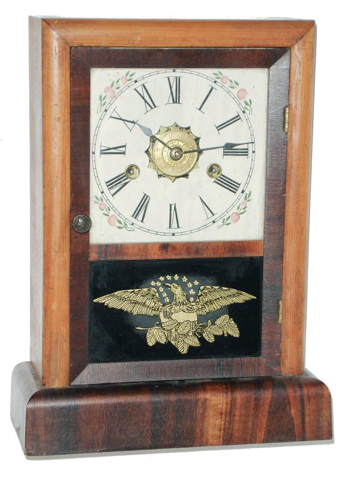 New Haven Clock Co., New Haven, Conn., "Cottage Extra" 30 hours, time, strike and alarm wood shelf clock, c1880 — Antique Clocks Price Guide