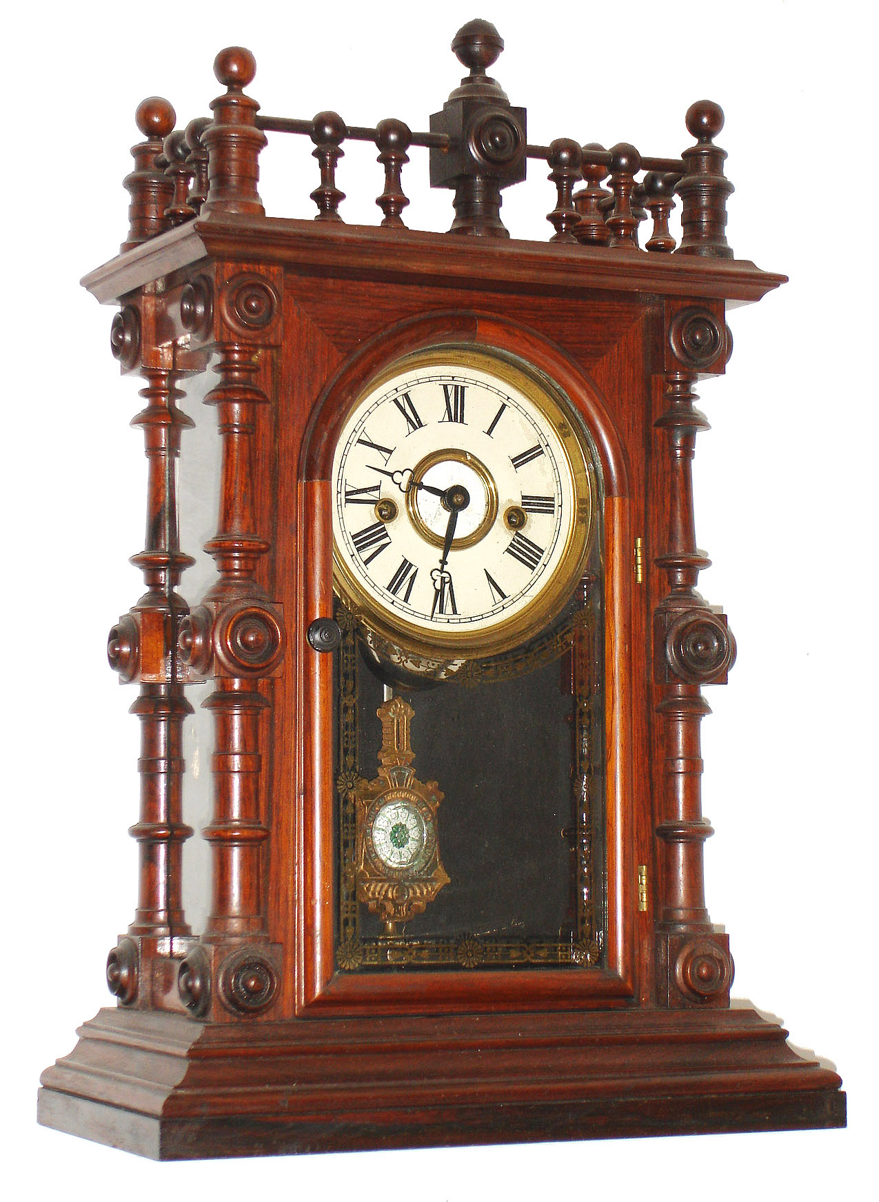 Welch, Spring &amp; Co., Bristol, Conn., "Gerster V.P." 8 day, time and strike, Patti series in rosewood case shelf clock, c1880 — Antique Clocks Price Guide