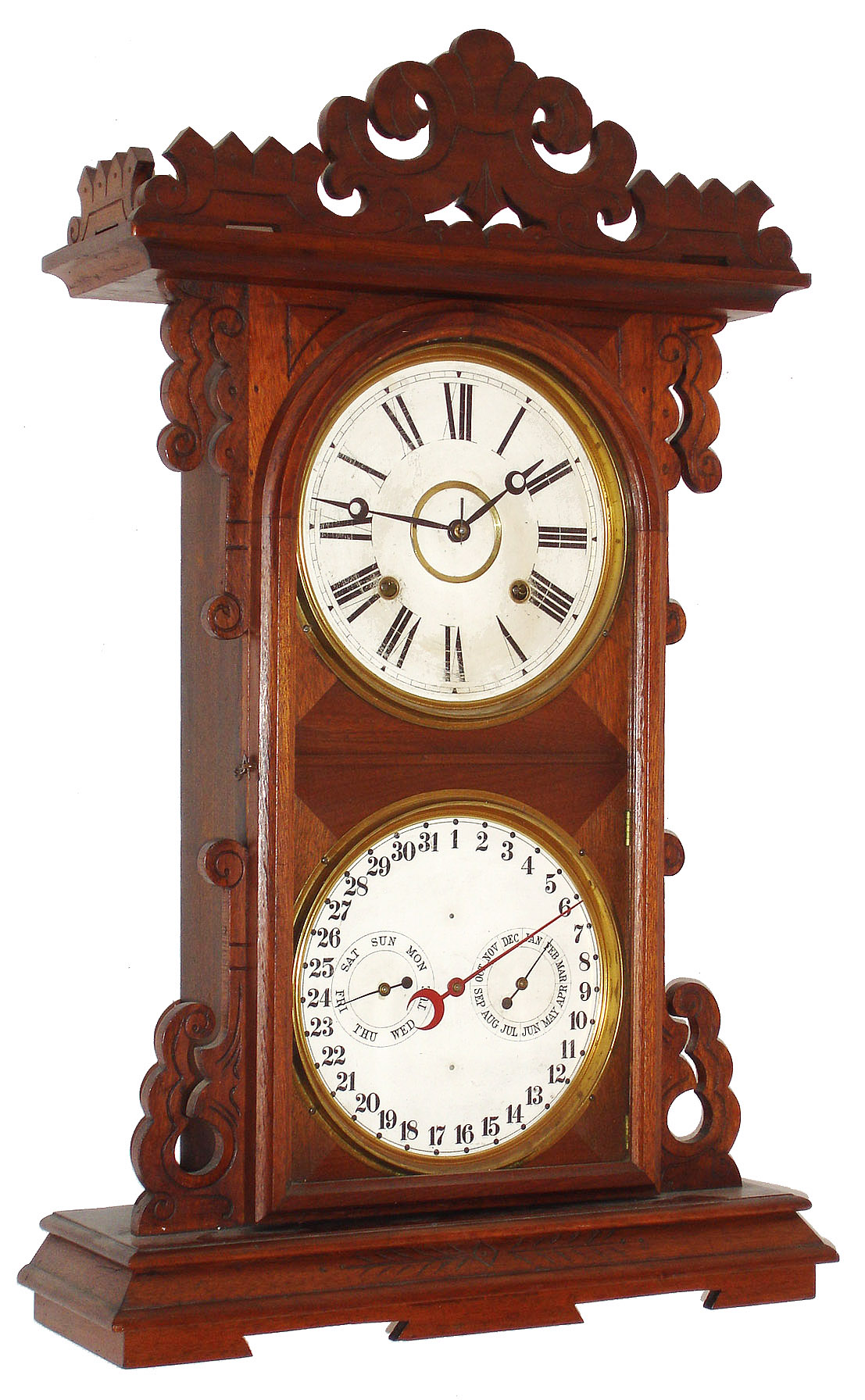 E. N. Welch Mfg. Co.,  Forestville, Conn., "Arditi", 8 day, time and strike,  D. J. Gale Patent double dial shelf clock. c1885 — Antique Clocks Price Guide