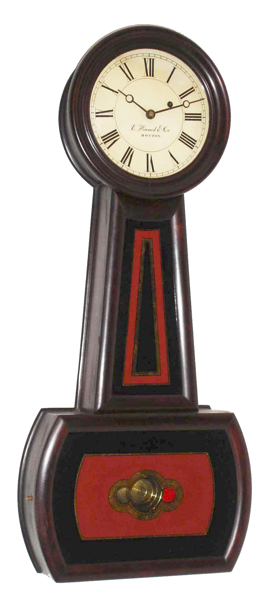 E. Howard &amp; Co., Boston, Mass., "No. 4 Banjo" rosewood grained 8 days, weight driven wall timepiece, c1900 — Antique Clocks Price Guide