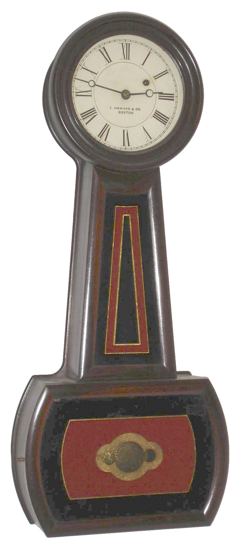 E. Howard &amp; Co., Boston, Mass., "No. 5 Regulator" banjo, rosewood grained 8 days, weight driven wall timepiece, c1900 — Antique Clocks Price Guide