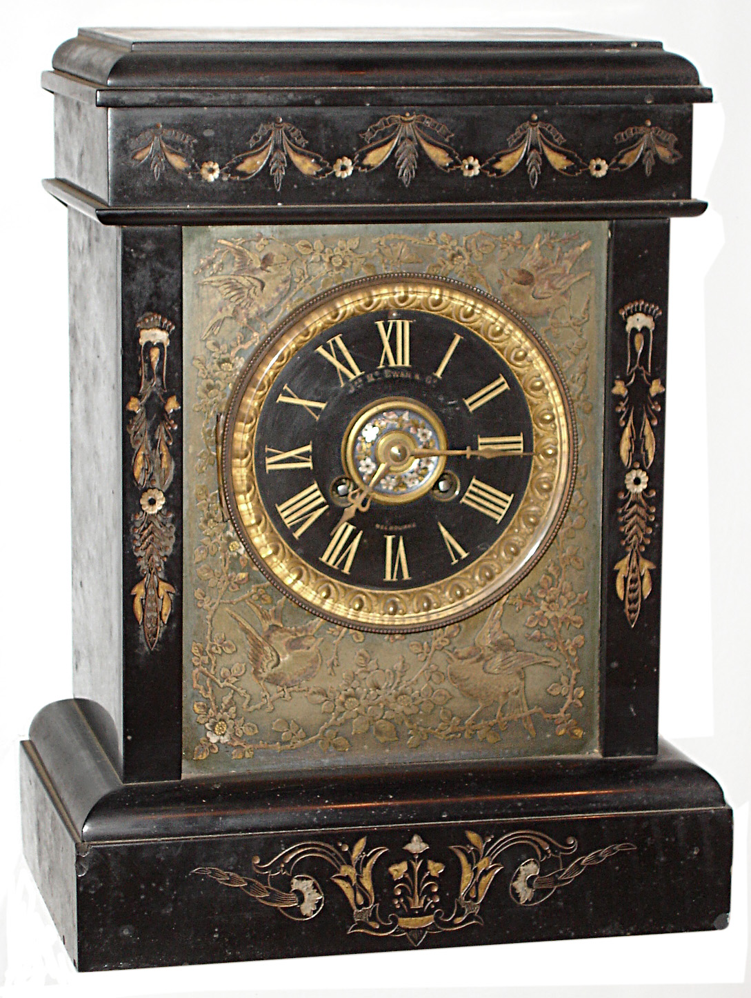 French black marble 8 days, time and strike, mantel clock, c1900 — Antique Clocks Price Guide