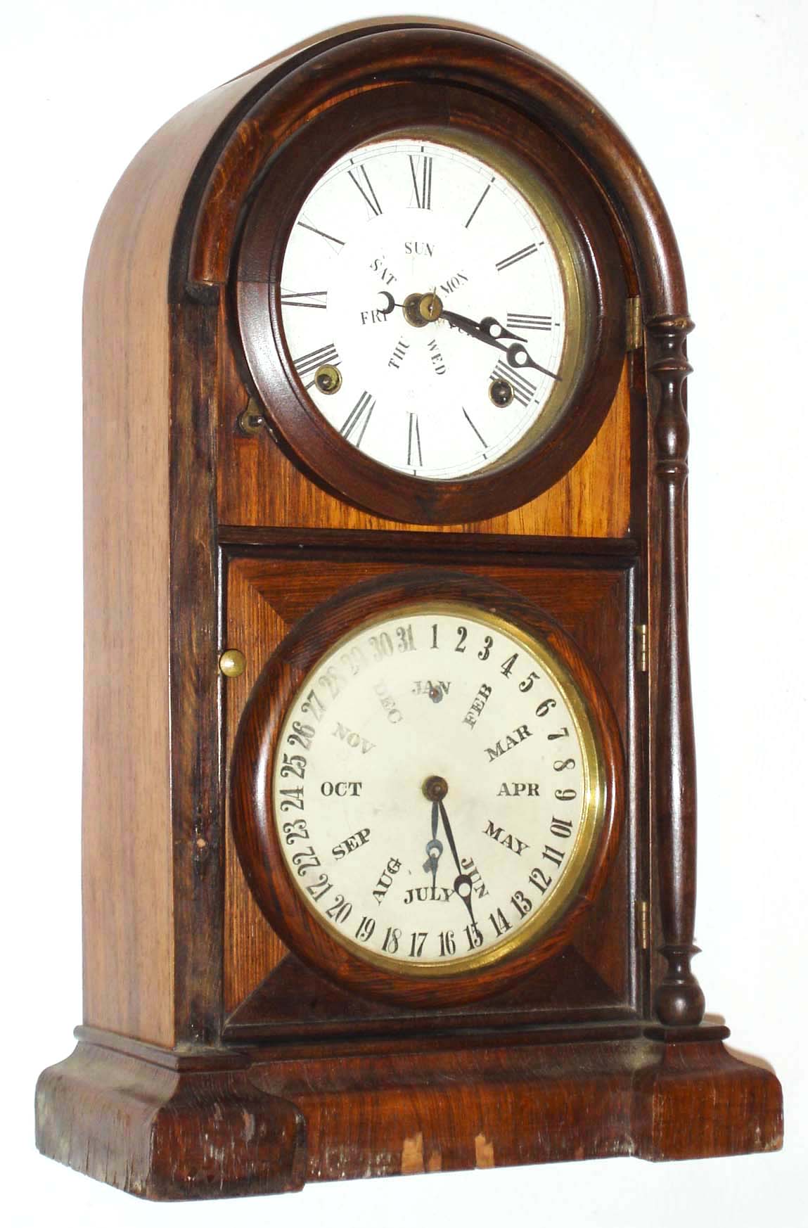 Welch, Spring &amp; Co., Forestville, Conn., "Italian No. 1" rosewood 8 days, time and strike, calendar shelf clock, c1872 — Antique Clocks Price Guide
