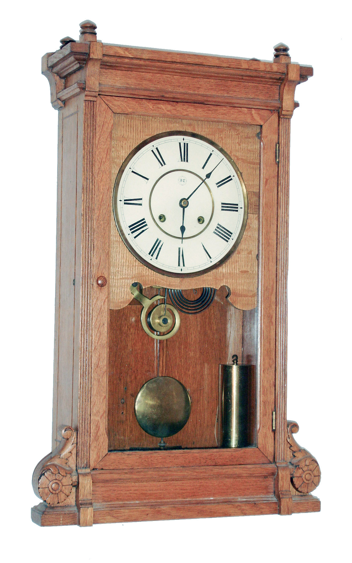 Seth Thomas Clock Co., Thomaston, Conn., "Lincoln" oak 8 days, time and strike, weight driven shelf clock, c1890 — Antique Clocks Price Guide