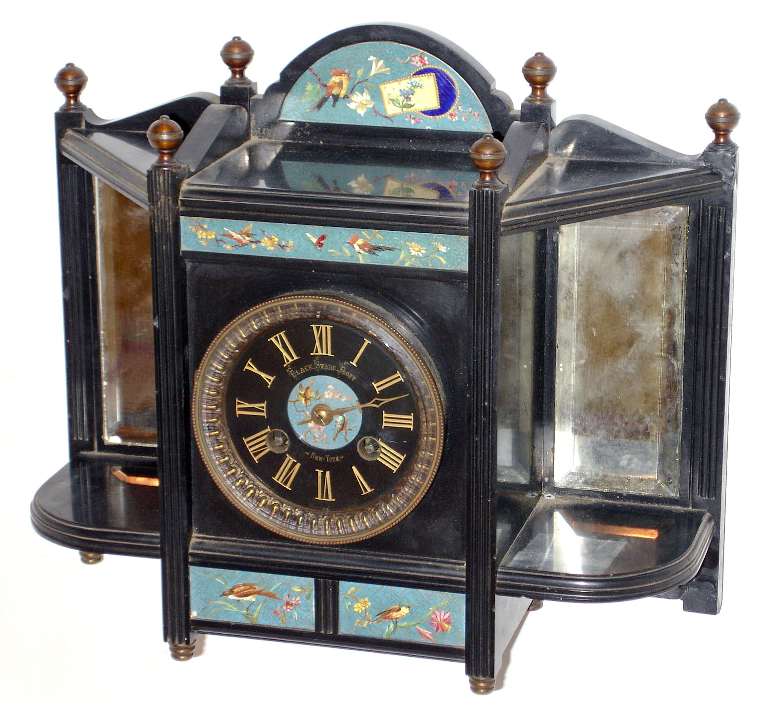 French black marble 8 days, time and strike, mantel clock, dial signed "Black, Starr &amp; Frost, New York", c1890 — Antique Clocks Price Guide