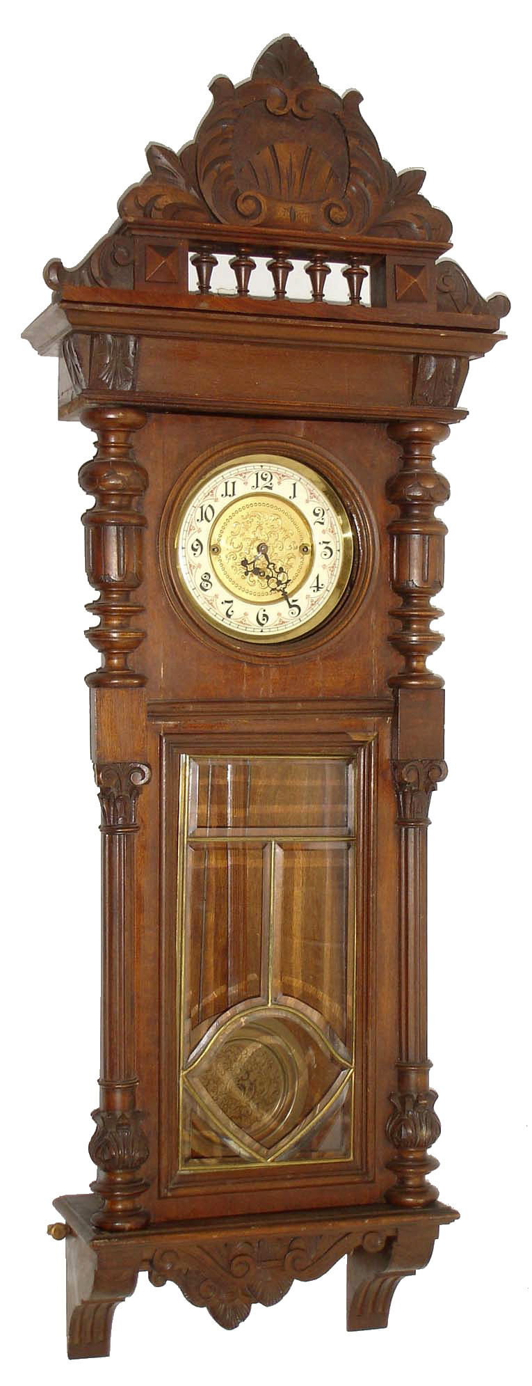 German quarter striking 3 weight 8 days, walnut Vienna regulator, c1900 — Antique Clocks Price Guide