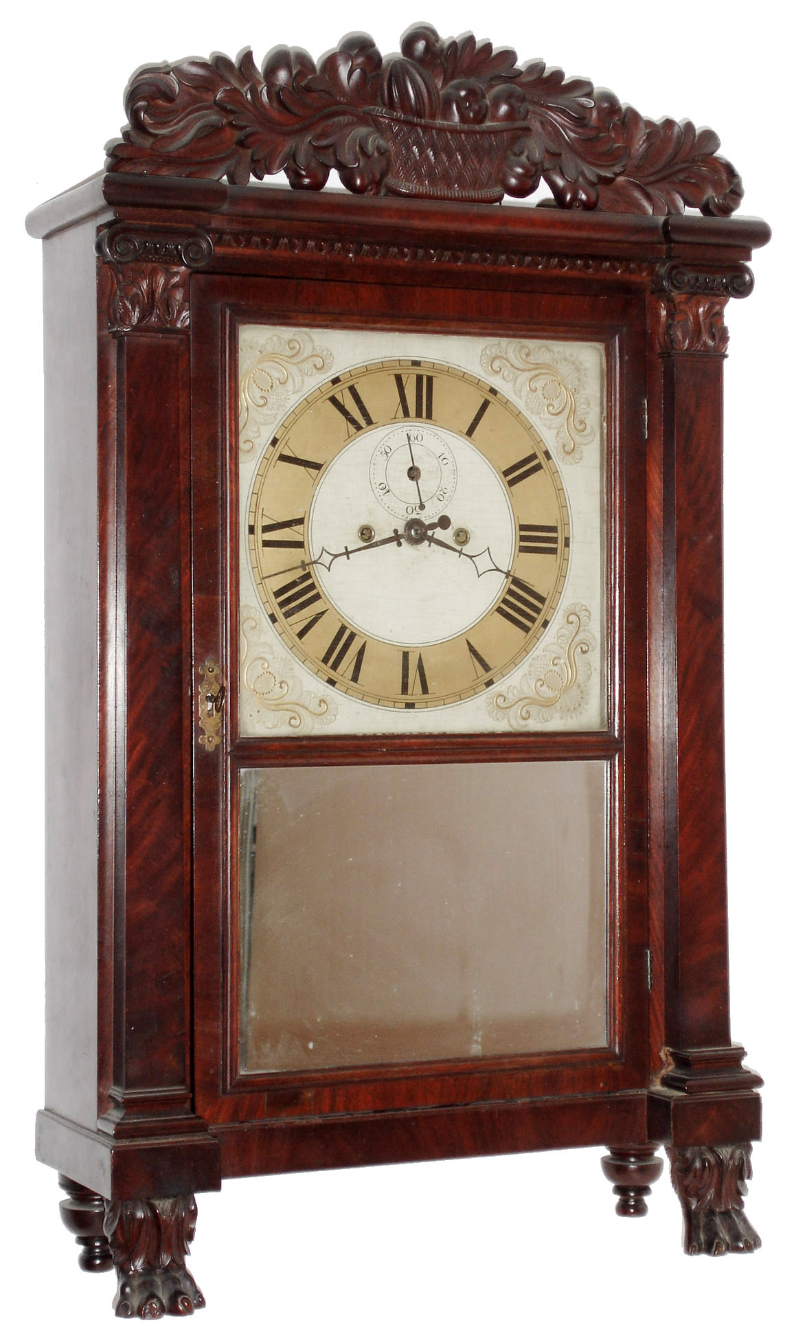 Spencer, Hotchkiss &amp; Co., Salem Bridge, (Naugatuck), Conn., 8 day, time and strike, weight Salem Bridge movement shelf clock. c1830 — Antique Clocks Price Guide
