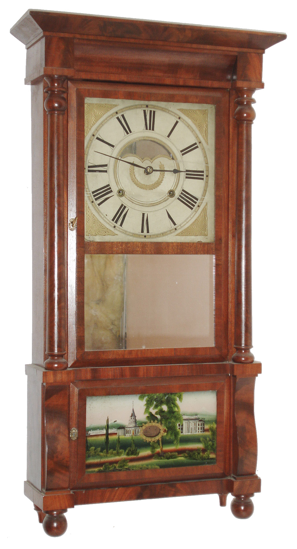 Birge, Mallory &amp; Co., Bristol, Conn., 8 day, time and strike, double decker shelf clock, c1840 — Antique Clocks Price Guide