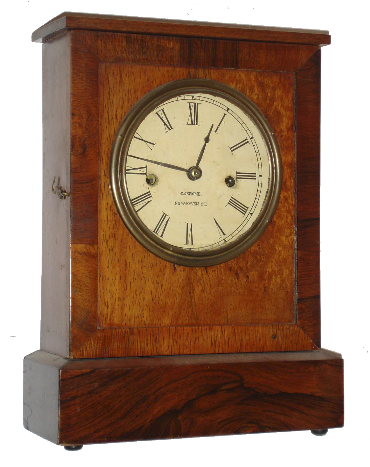 Chauncey Jerome, New Haven, Conn., "Union Model", 30 hour, time and strike, rosewood veneered shelf clock. c1850 — Antique Clocks Price Guide
