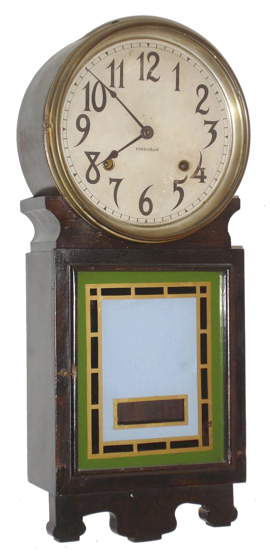 E. Ingraham&amp; Co., Bristol, Conn., "Navarre", 8 day, time and strike, hanging wall clock. c1918 — Antique Clocks Price Guide
