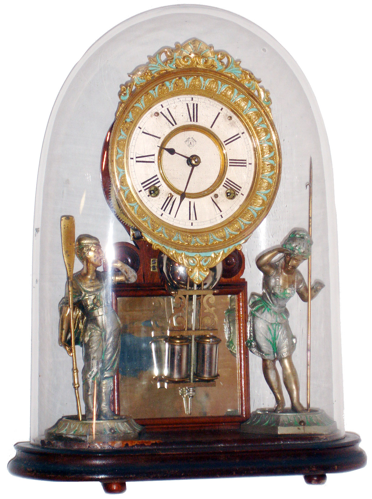 Ansonia Clock Co., Ansonia, Conn., "Crystal Palace No. 1 Extra", 8 day, time and strike, spring driven mantel clock. This clock was patented by H. J. Davies c1875 — Antique Clocks Price Guide