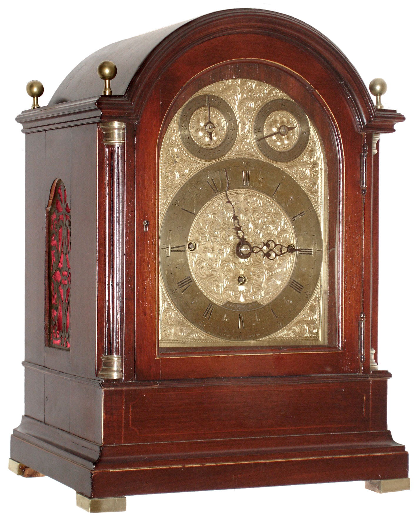 J.C. Grogan &amp; Co., Pittsburgh, by Junghans, Germany, mahogany 8 days, Westminster chime bracket clock with three train triple fusee spring driven movement, c1920 — Antique Clocks Price Guide