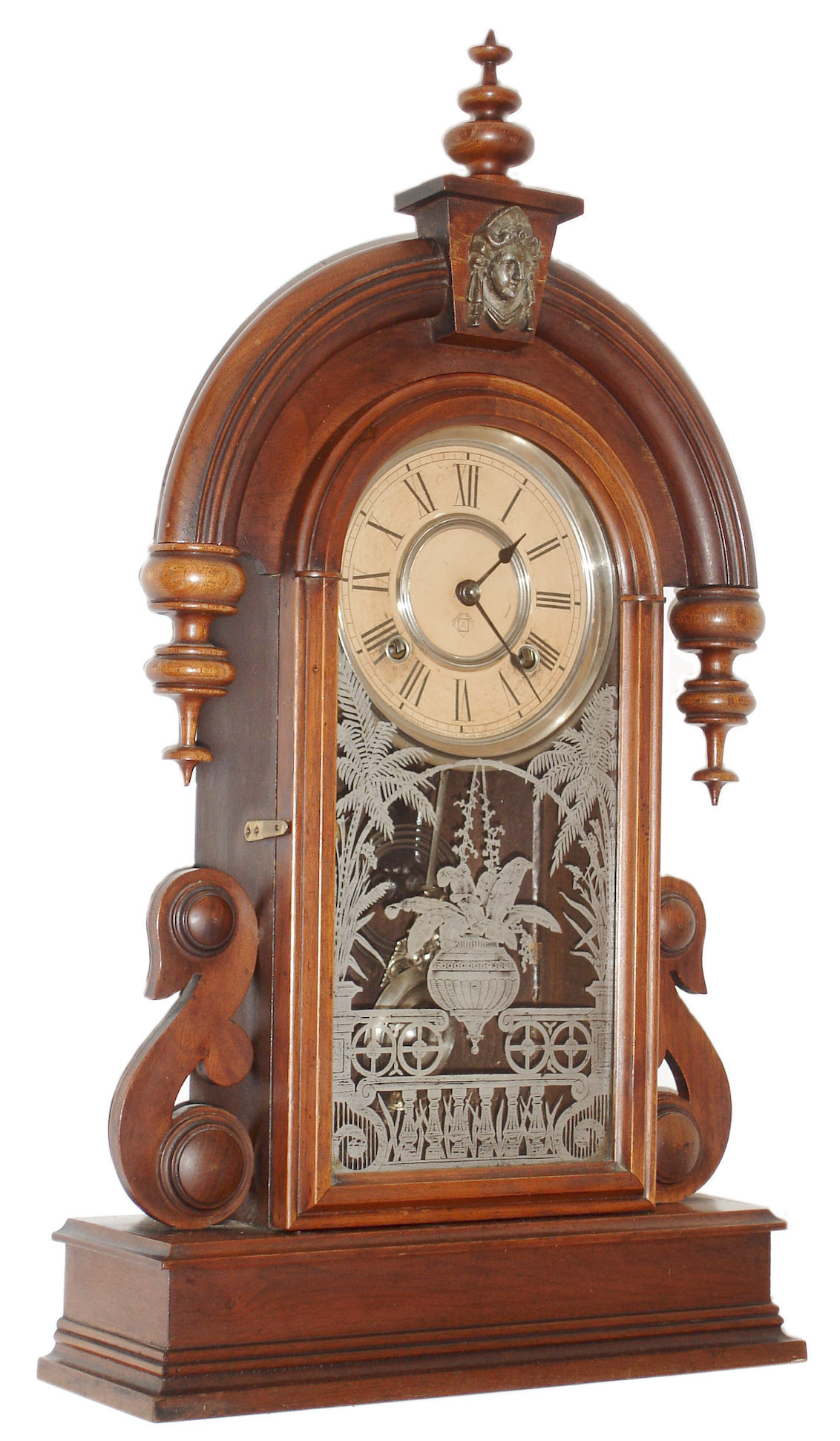 Ansonia Clock Co., Ansonia, Conn., "Parisian" walnut 8 days, time and strike, mantel clock, c1875 — Antique Clocks Price Guide