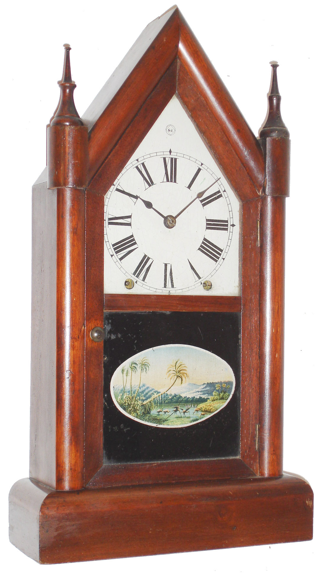 Seth Thomas Clock Co., Thomaston, Conn., walnut 8 days, time and strike, steeple clock, c1880 — Antique Clocks Price Guide