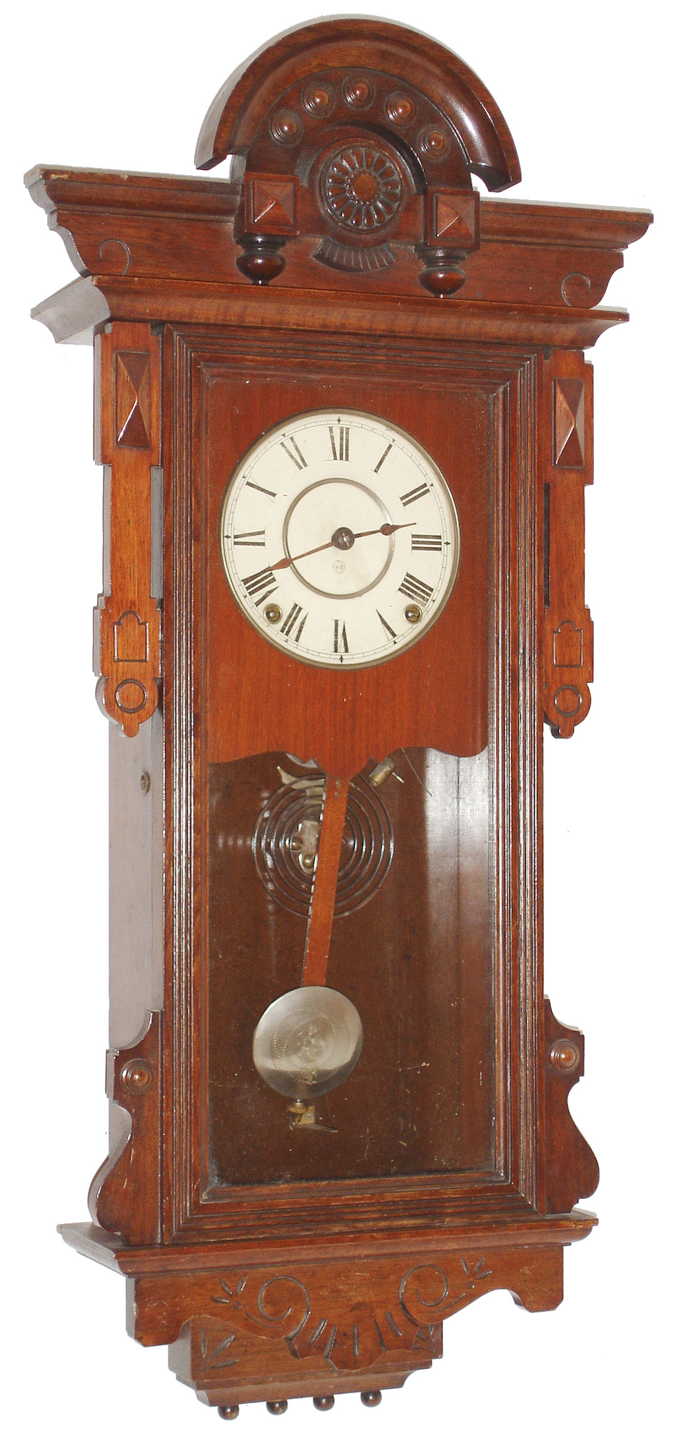 Seth Thomas Clock Co., Thomaston, Conn., "Panama", walnut 8 days, time and strike, spring driven wall clock, c1886 — Antique Clocks Price Guide