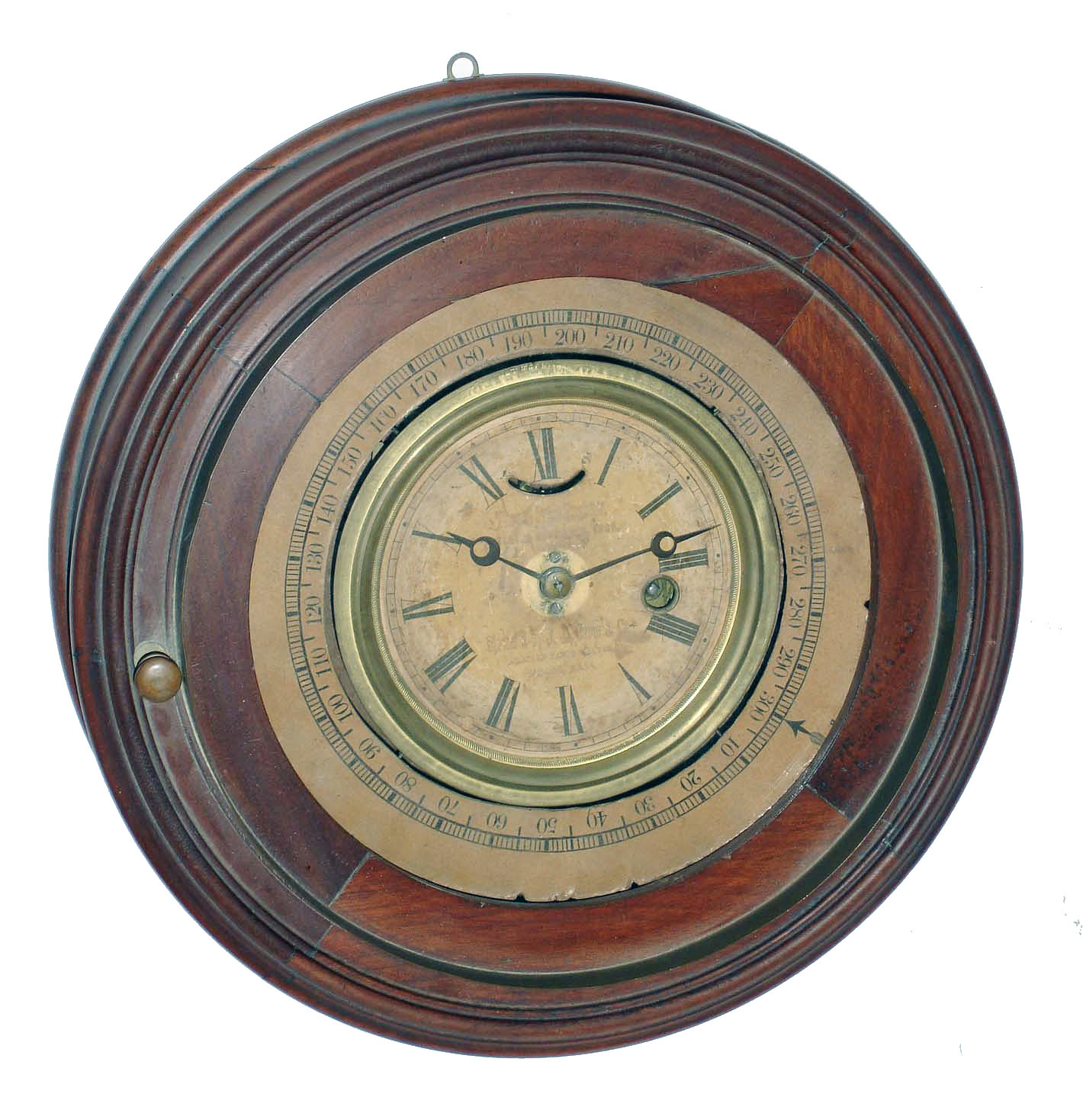 Billiards Clock, "Time &amp; Price Register, Mfg. by J.E. Game &amp; Co., Billiard Table Maker, Boston, Mass.", walnut 8 days, time only, movement by L. Hubbell, Pat. 1865 — Antique Clocks Price Guide